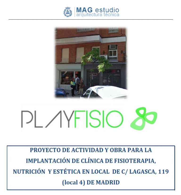 Proyecto de Actividad para Clínica de Fisioterapia en C/ Lagasca, 119 de Madrid